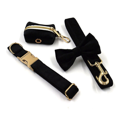 Black Personalised Dog Collar Combo Set