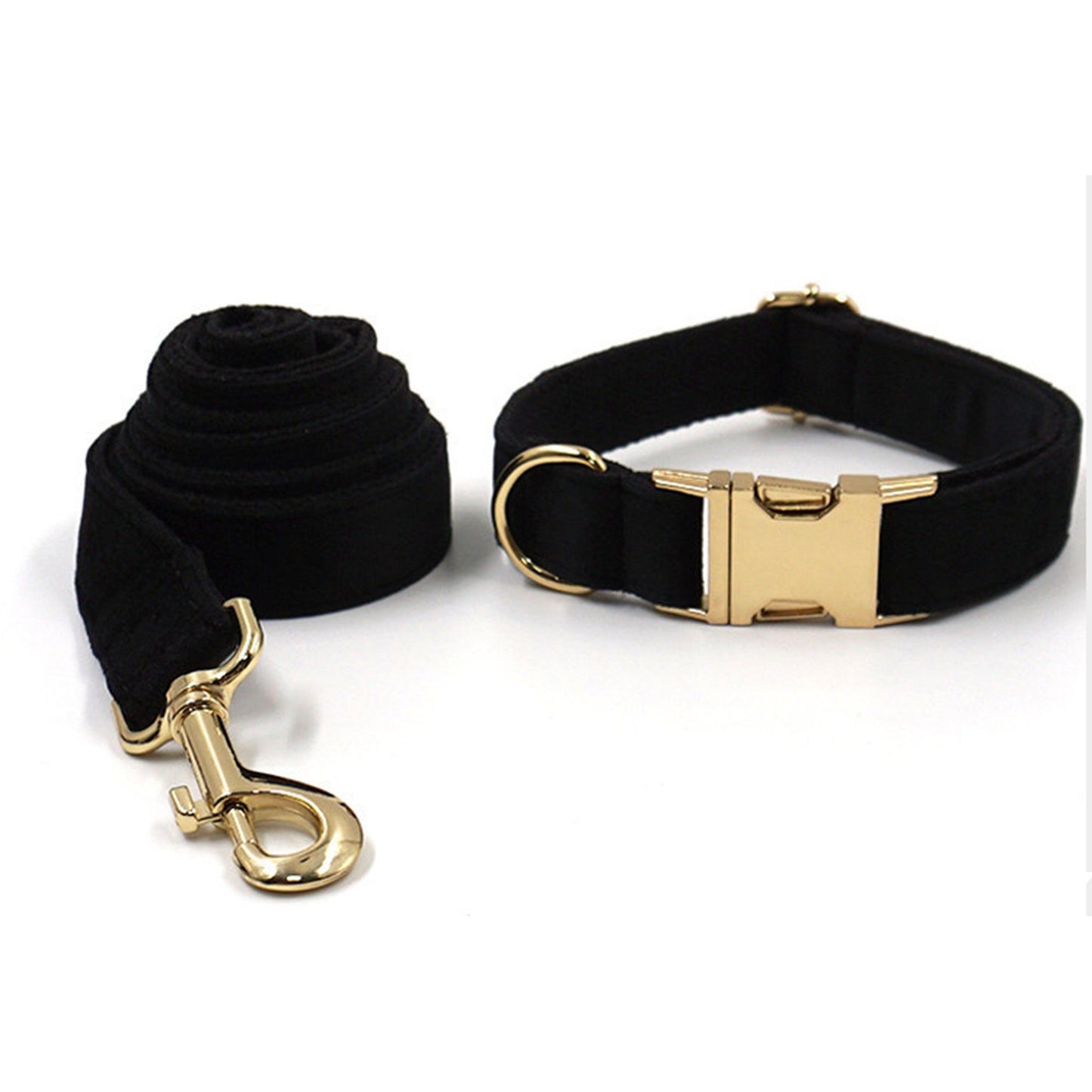 Black Personalised Dog Collar Combo Set