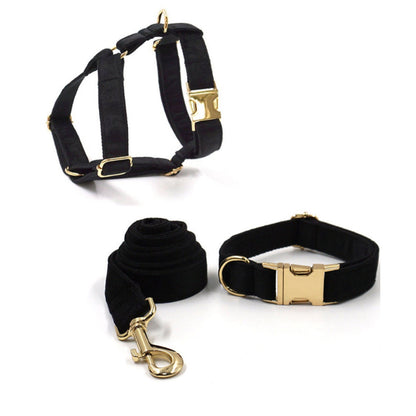 Black Personalised Dog Collar Combo Set
