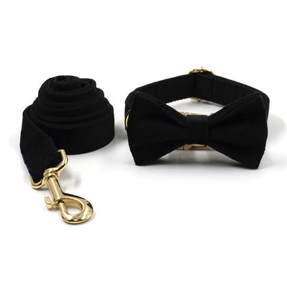 Black Personalised Dog Collar Combo Set