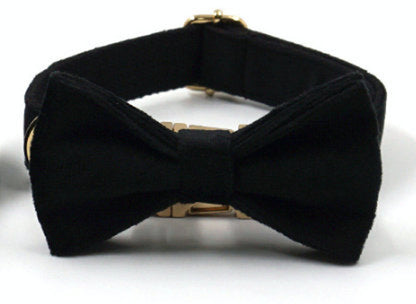 Black Personalised Dog Collar Combo Set
