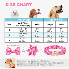 Personalized Engraved Floral, Love Heart, Butterfly, Bee, and Sunflower Dog Collar with removable flower