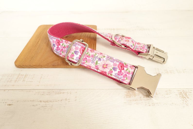 Personalised Bow Tie Floral Dog Collar Set