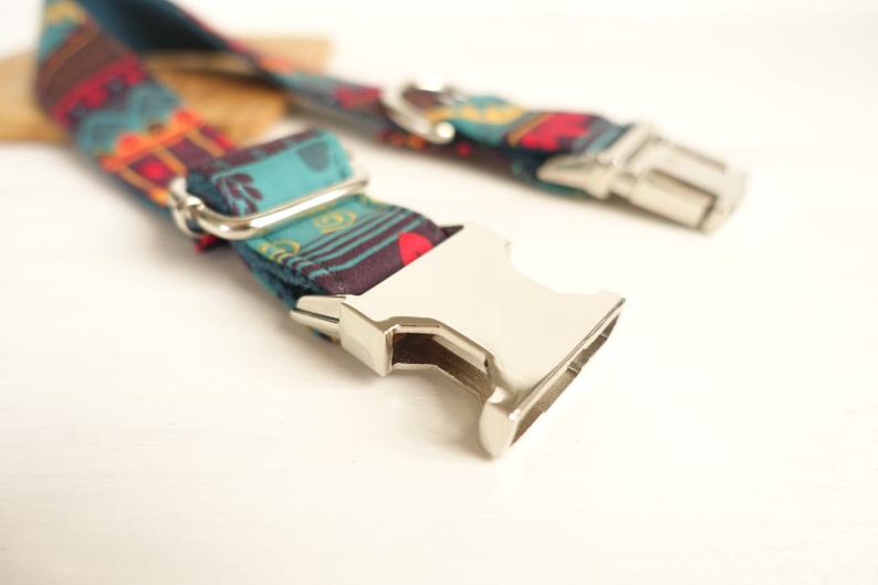 Engraved Tribal Bow Tie Dog Collar Set