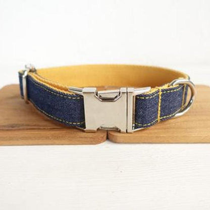 Custom JEAN Dog Collar Bow Tie Set