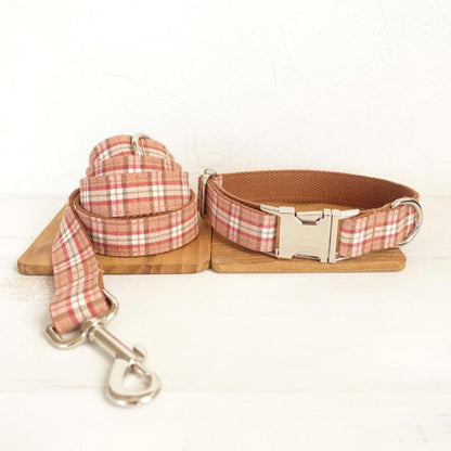 BRITISH Plaid Green Dog Collar Set