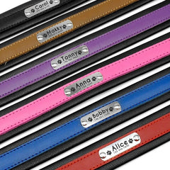 Genuine Leather Dog Collars with ID Tags