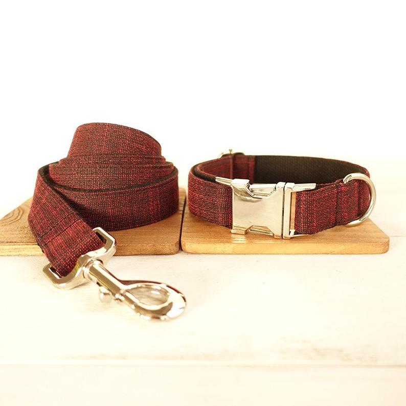 Personalised Bow Tie BLACK/RED SUIT Dog Collar Set