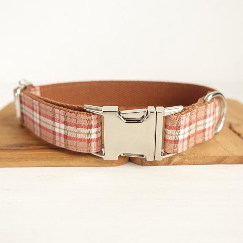 BRITISH Plaid Green Dog Collar Set