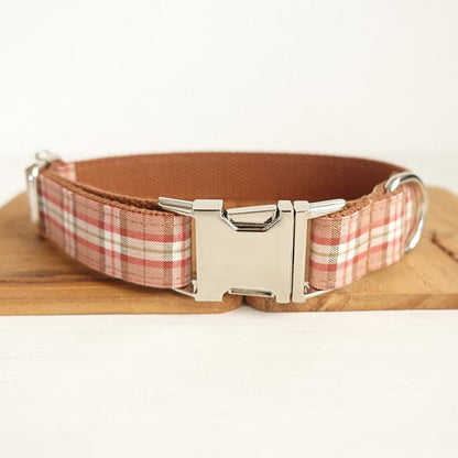 BRITISH Plaid Green Dog Collar Set