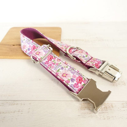 Personalised Bow Tie Floral Dog Collar Set