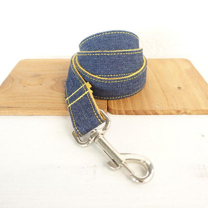 Custom JEAN Dog Collar Bow Tie Set