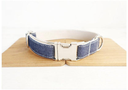 Custom JEAN Dog Collar Bow Tie Set