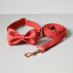 Bow Tie Polka Dot Custom Dog Collar Set