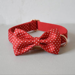 Bow Tie Polka Dot Custom Dog Collar Set