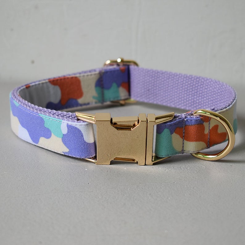 Personalised Camouflage Bow Tie Dog Collar Set