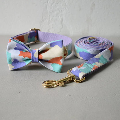 Personalised Camouflage Bow Tie Dog Collar Set