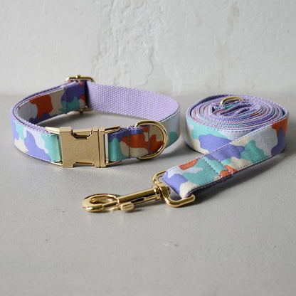 Personalised Camouflage Bow Tie Dog Collar Set
