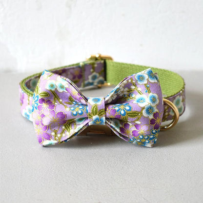 Handmade Personalised Floral Dog Collar Set