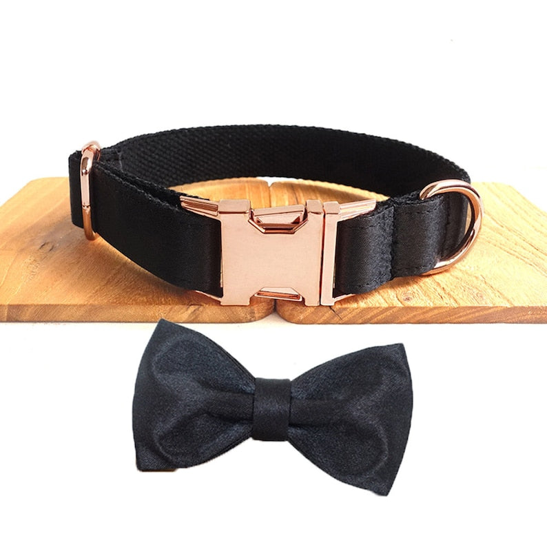Black Personalised Dog Leash and Collar