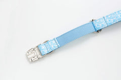 Handmade Blue Paisley Design Dog Collar Set
