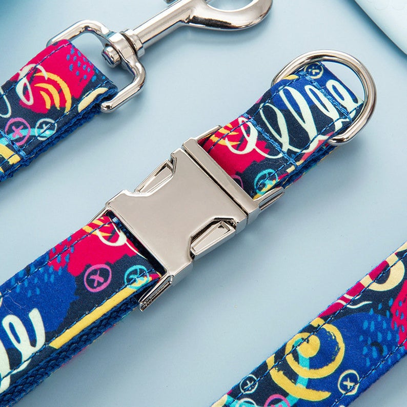 Graffiti Design Custom Dog Collar Set