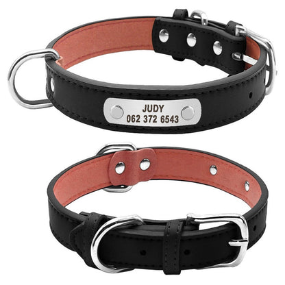Personalised Laser Engraved Leather Dog Collar