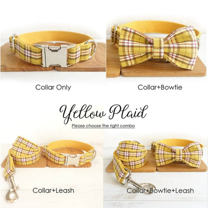 Custom PLAID Cat Dog Collar Combo