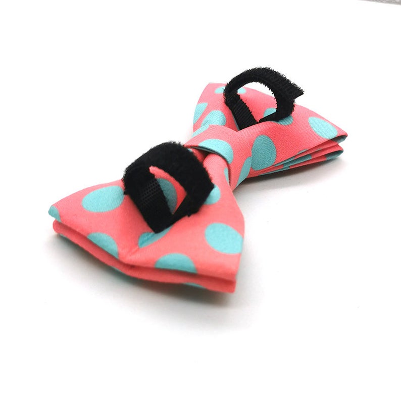 Polka Dot Personalised Dog Collar Bow Tie Set