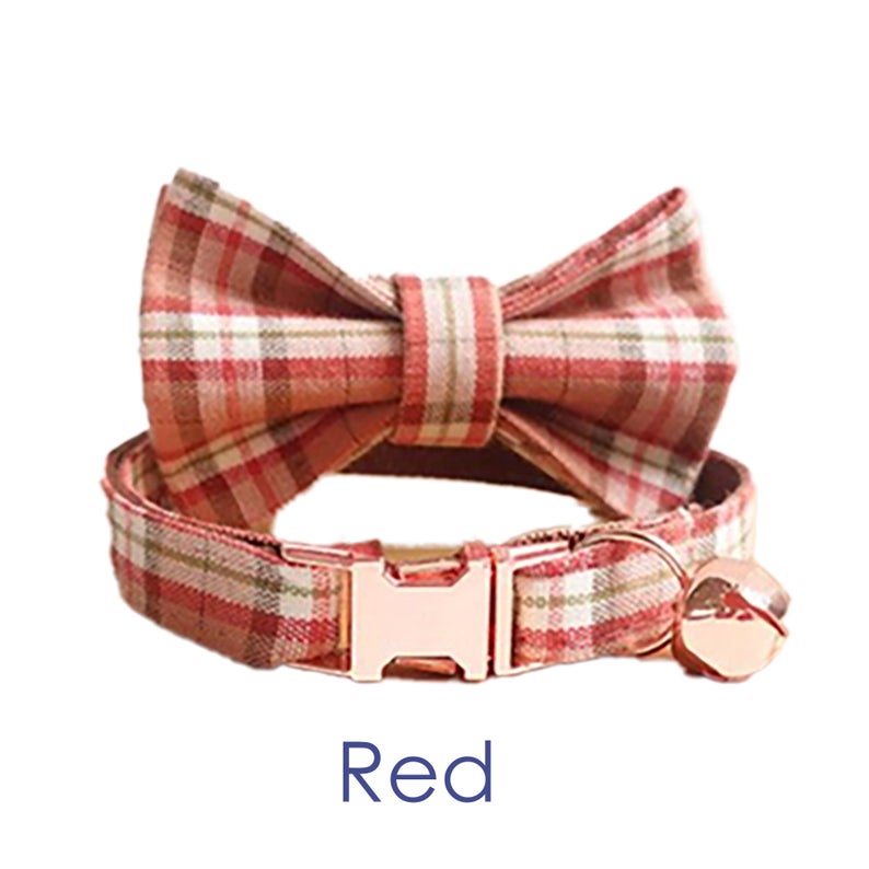Plaid Design Personalised Tiny Dog Collar Set