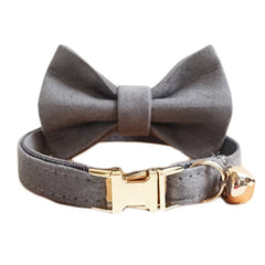 Puppy Tiny Solid Dog Collar Bowtie and Bell