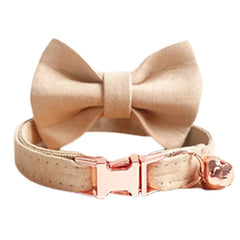 Puppy Tiny Solid Dog Collar Bowtie and Bell