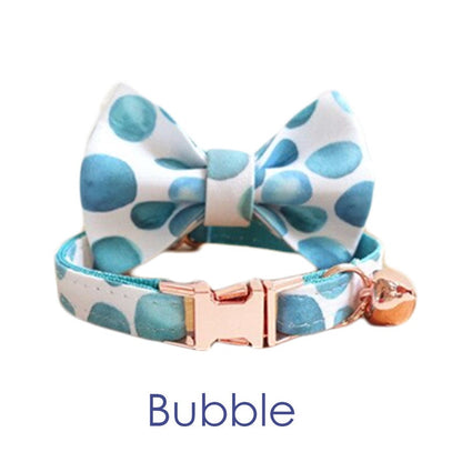 Colorful Bow Tie Personalised Dog Collar Set