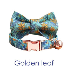 Colorful Bow Tie Personalized Dog Collar Set