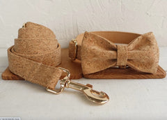 Personalized Cork Pattern Dog Collar and Leash