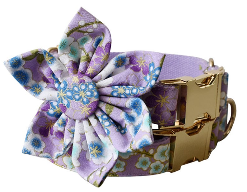 Handmade Personalised Floral Dog Collar Set