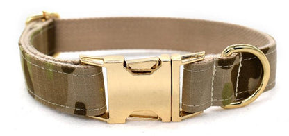 Green Camouflage Engraved Dog Collar Set