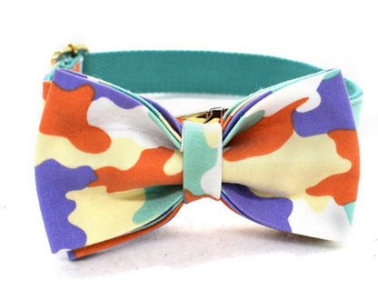 Personalised Camouflage Bow Tie Dog Collar Set