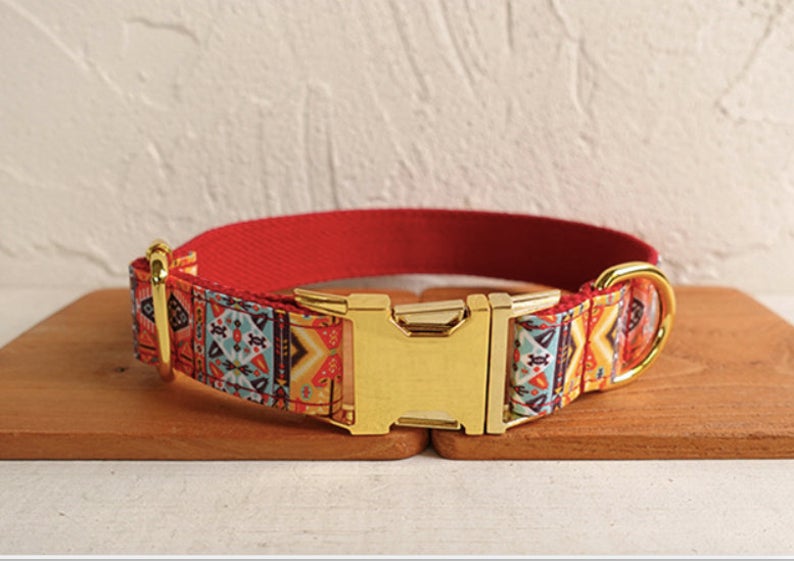Bohemian Personalised Bow Tie Dog Collar Set