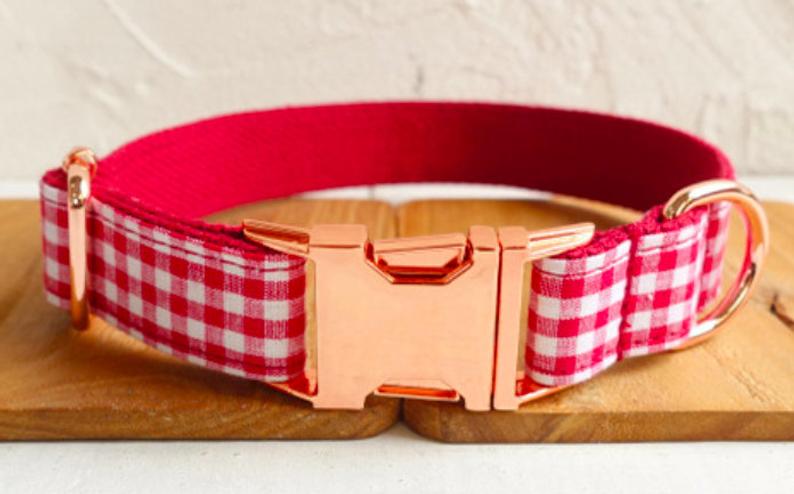 Personalised YUMMY PLAID Dog Collar Set