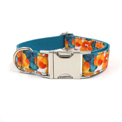 Personalised Orange Flower Bow Tie Collar Set