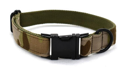 Green Camouflage Engraved Dog Collar Set