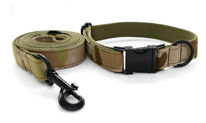 Green Camouflage Engraved Dog Collar Set