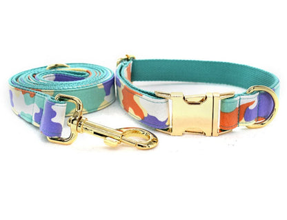 Personalised Camouflage Bow Tie Dog Collar Set