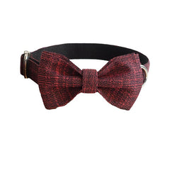 Personalized  Bow Tie BLACK/RED SUIT Dog Collar Set