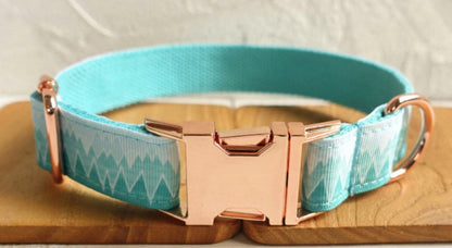 Personalised Blue Mountain Dog Collar Set