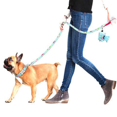 Blue Floral Engraved Dog Collar