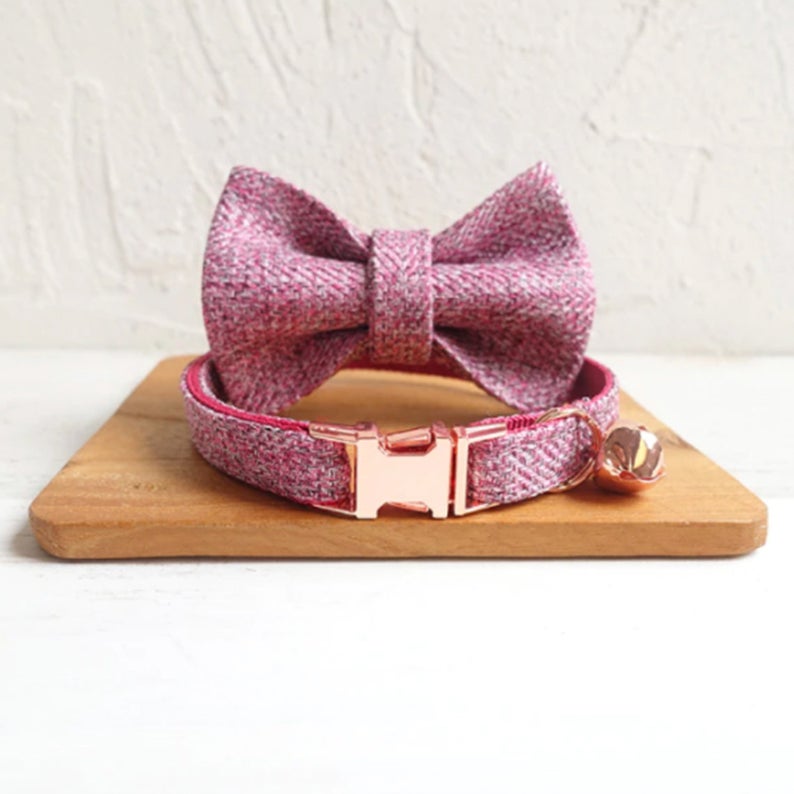 Detachable Bowtie Personalised Cat & Pet Collar Set