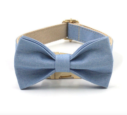 Light Jean Personalised Dog Collar Combo
