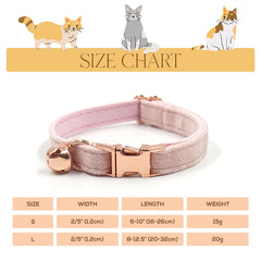 Personalized Corduroy Cat and Small Dog Collar Set with Bow Tie - Pink, White, Orange Free Engraved Name - Perfect Pet Gift